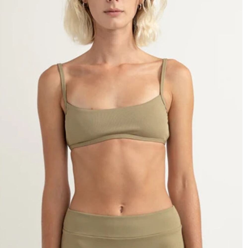 Rhythm. Women's Sage Bonsai Rib Crop Top Size L